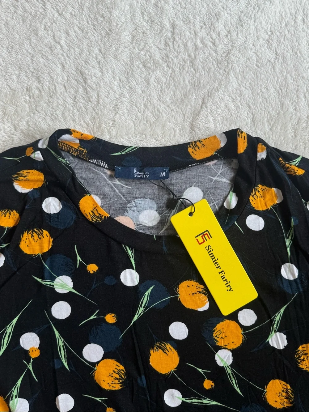Simier Fariry Black Floral Midi Dress — Size M - NWT